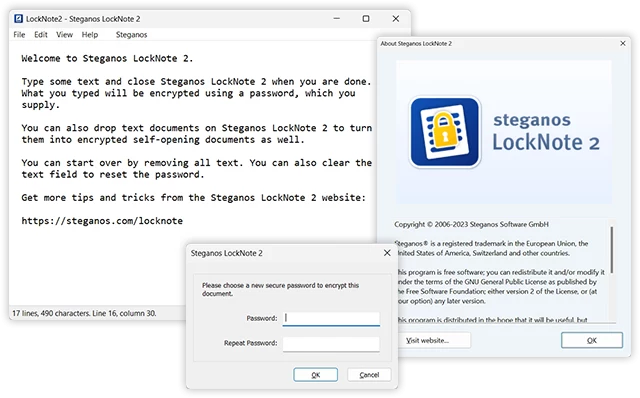 Steganos LockNote 2 のスクリーンショット