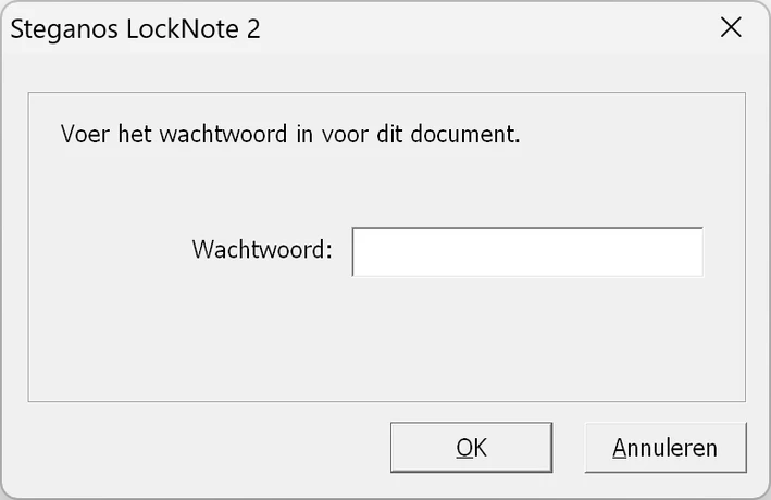 Wachtwoordvraag van Steganos LockNote 2