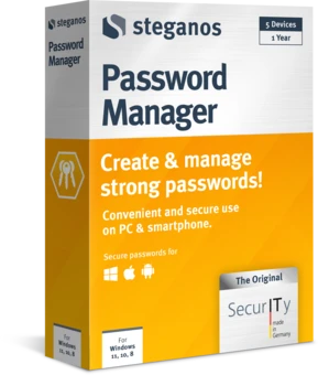 Steganos Password Manager packaging — left view